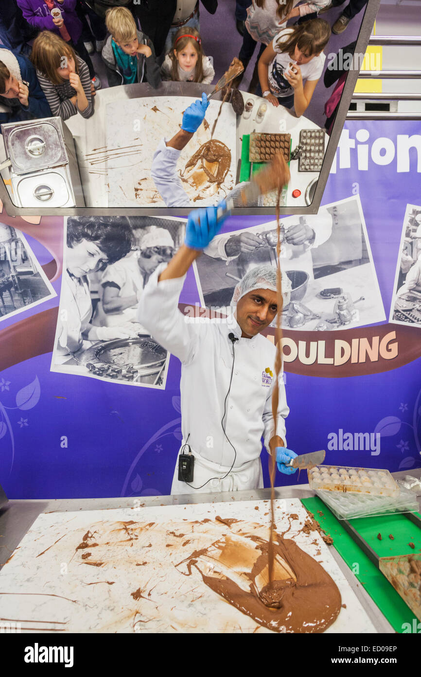 England, Birmingham, Bournville, Cadbury World, Chocolate Making Demonstration Stock Photo