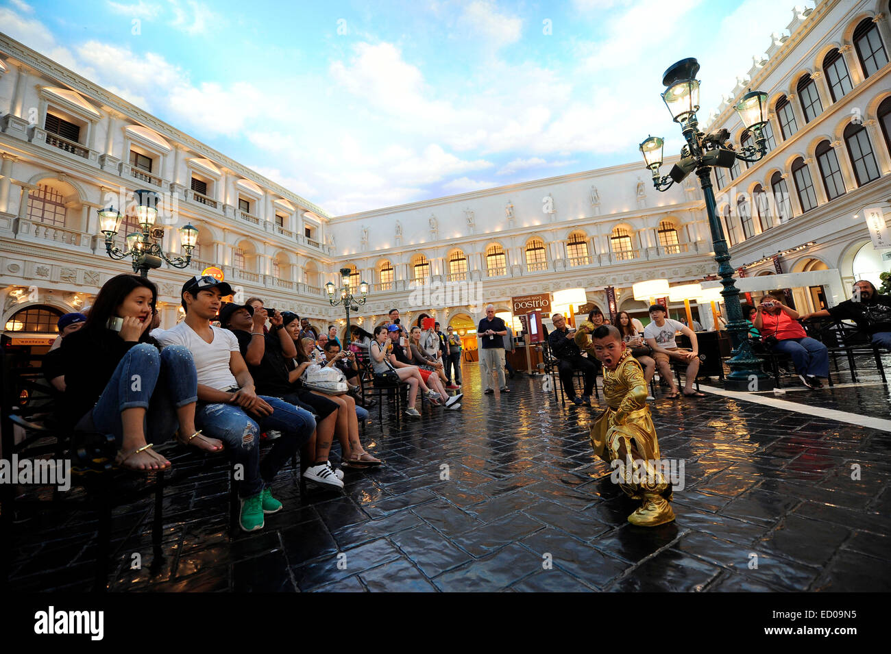 Las Vegas, Nevada, USA. 22nd Dec, 2014. Nine years old "little beans" is performing his 'PANDA!'show in Las Vegas, Nevada, USA on 22th December, 2014. Credit:  TopPhoto/Alamy Live News Stock Photo