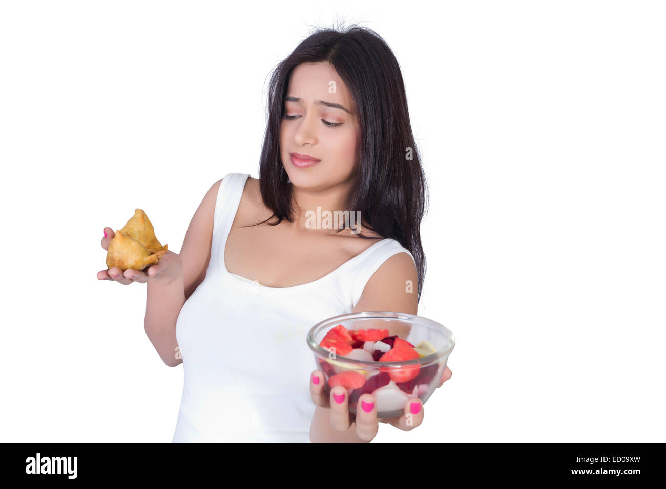 1 indian Beautiful lady  Dieting Stock Photo