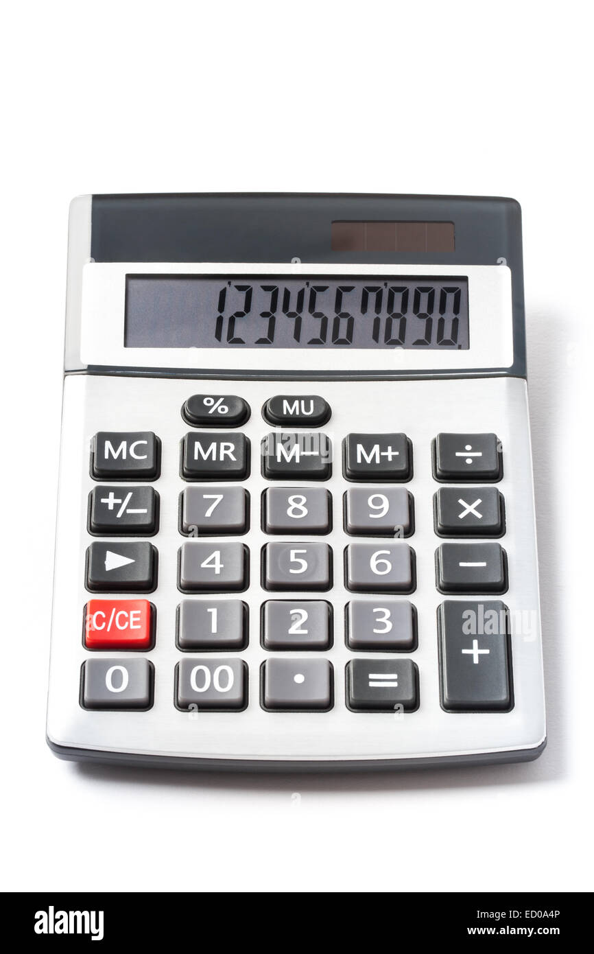 Solar electronic calculator isolated on white background. Stock Photo