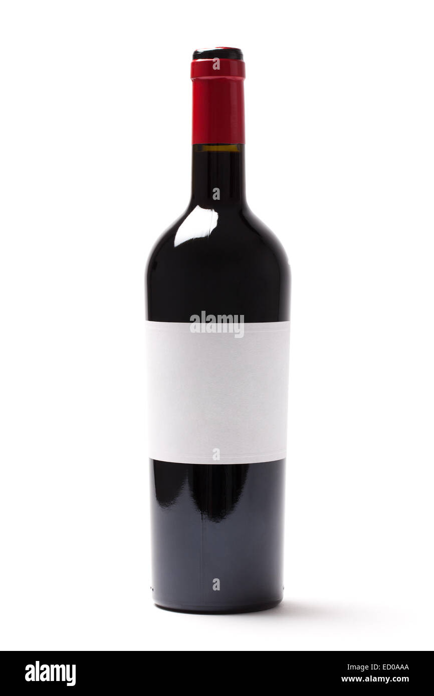 Bottle aged red wine isolated on white background Stock Photo