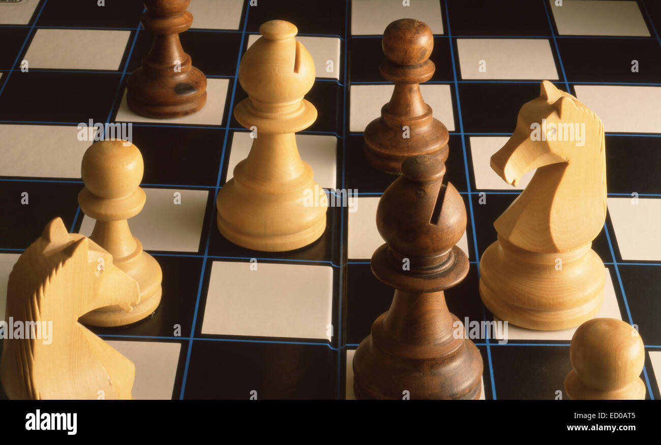 Chess board with chess pieces (Studio shoot), Greater London, England, United Kingdom Stock Photo