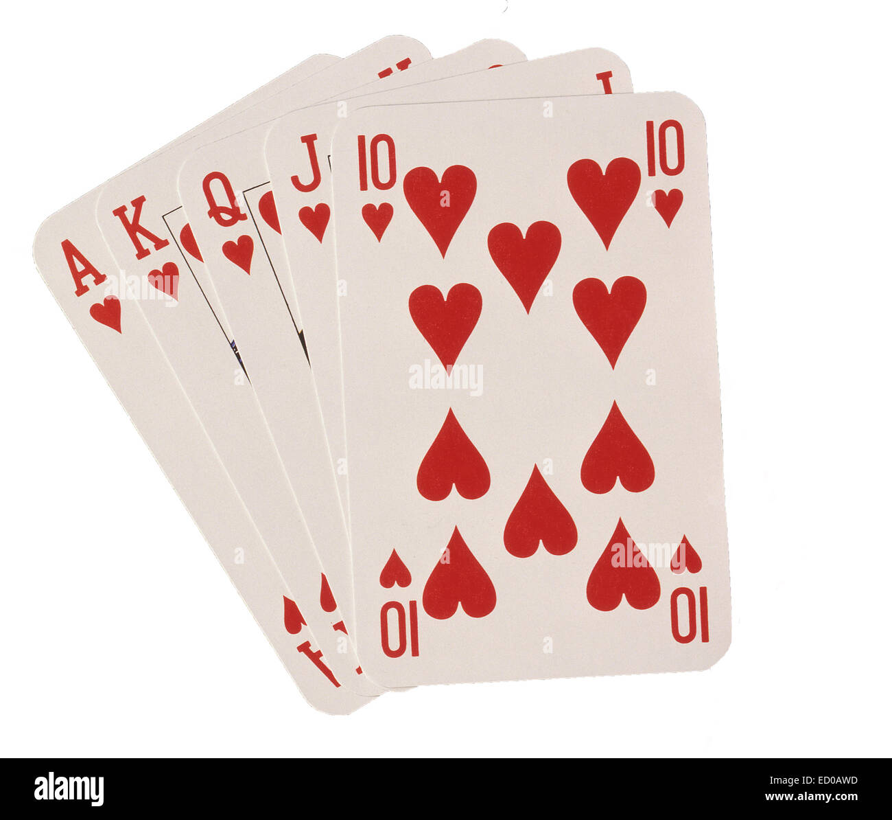 Selection of heart suite playing cards Stock Photo