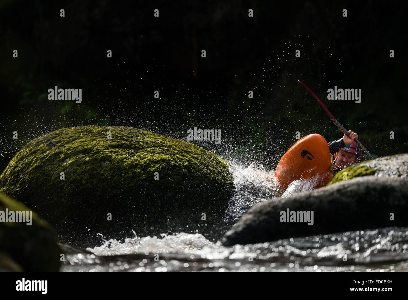France, Finistere, Locunole, canoeing on the natural site of Roches du Diable Stock Photo