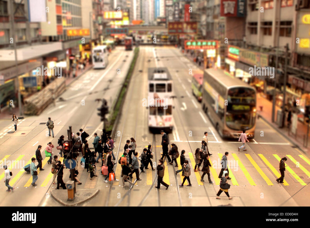 China, Causeway Bay, Hong Kong, People crossing pedestrian lane Stock Photo
