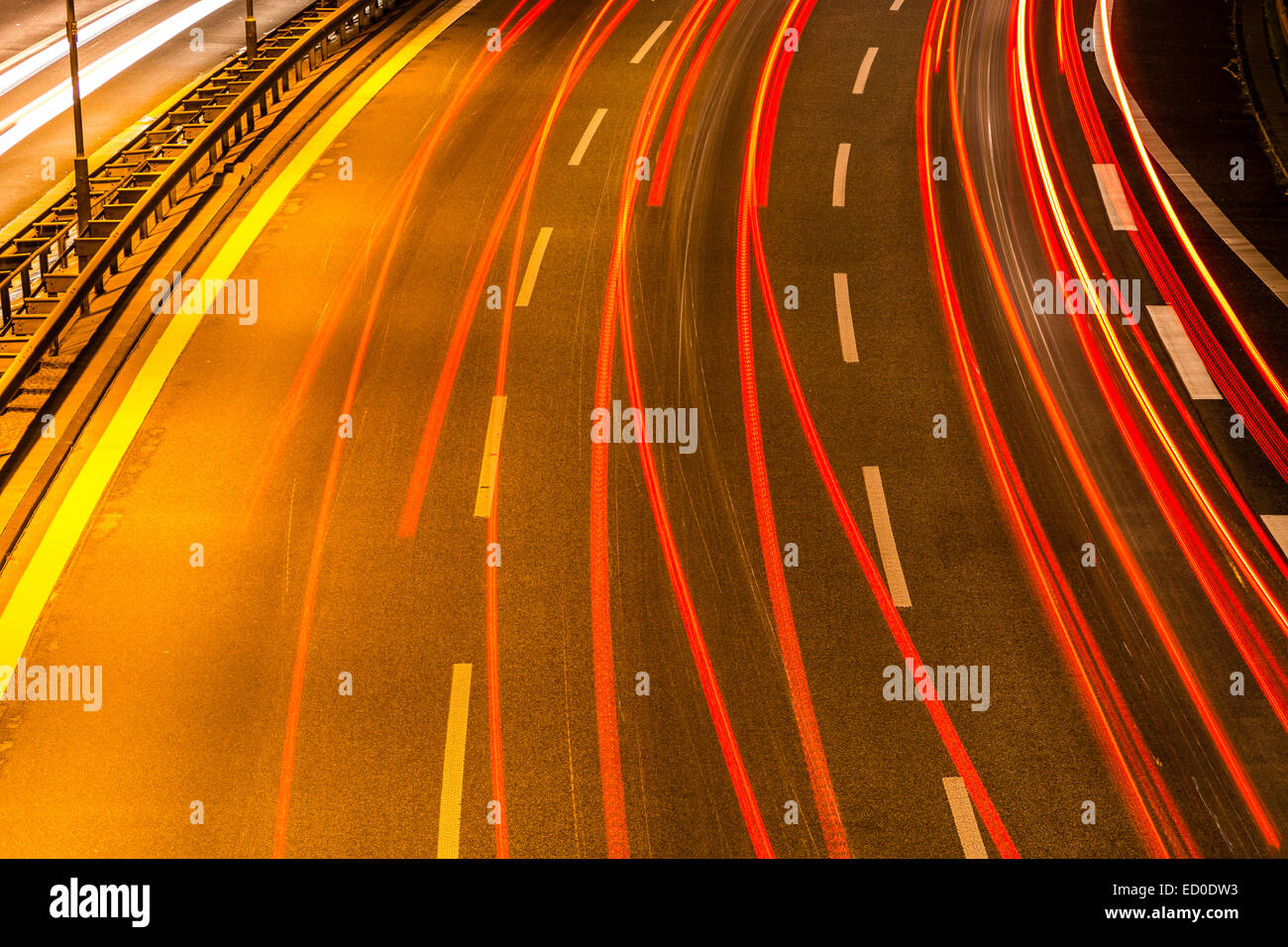 car lights on highway by night Stock Photo Alamy
