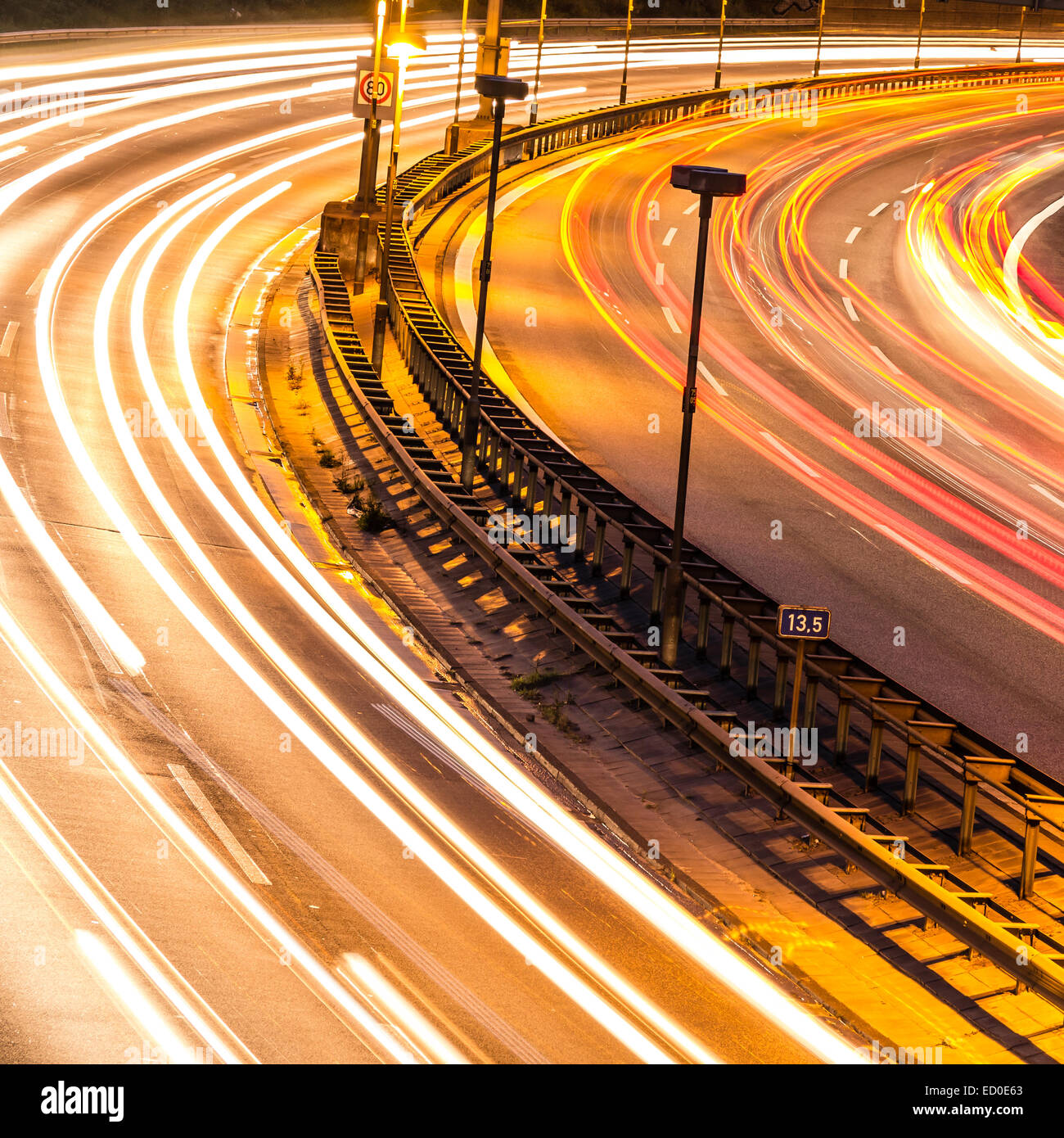 car lights on highway by night Stock Photo Alamy