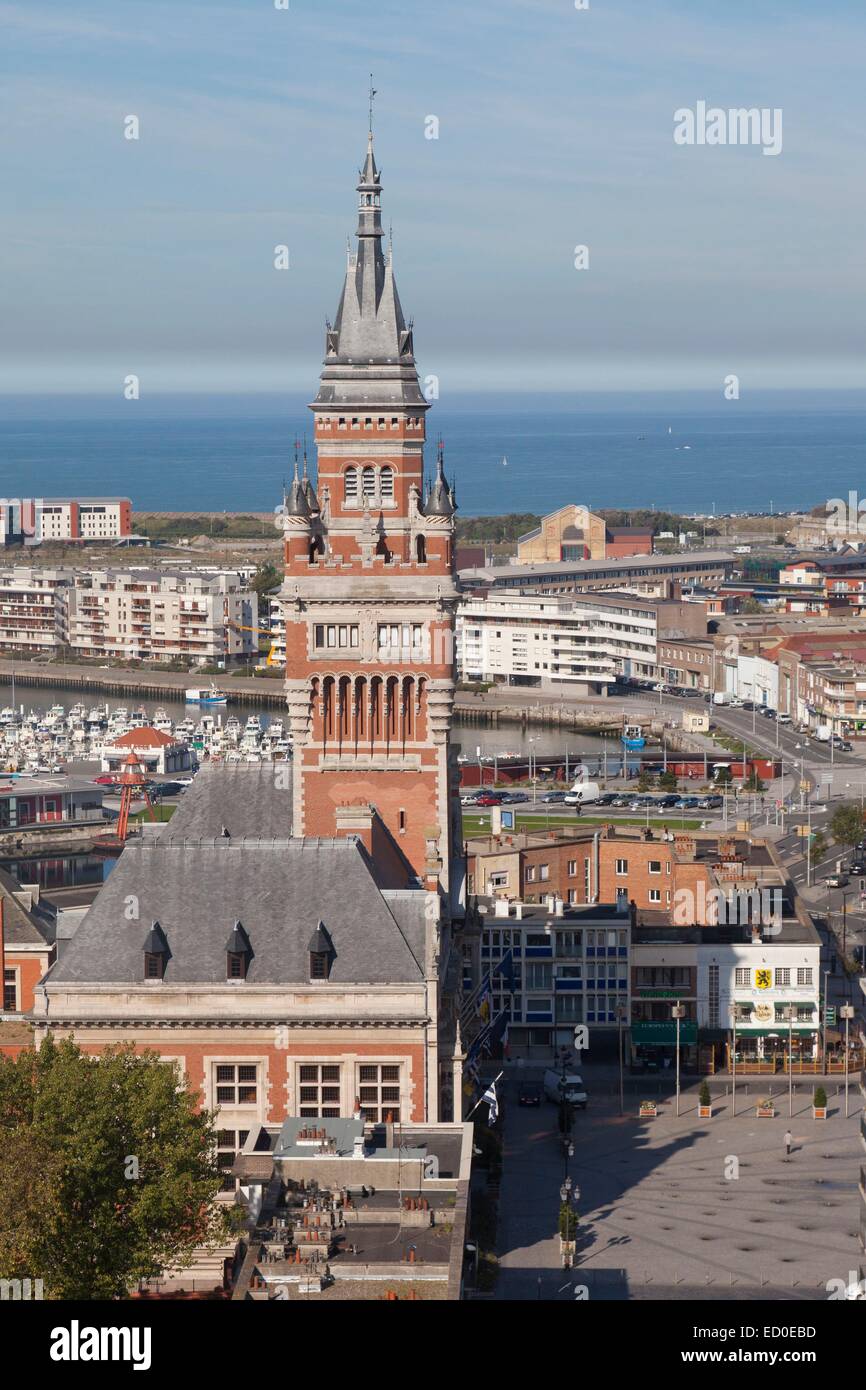France, Nord, Dunkirk, city hall ok Dunkirk and its belfry listed as 