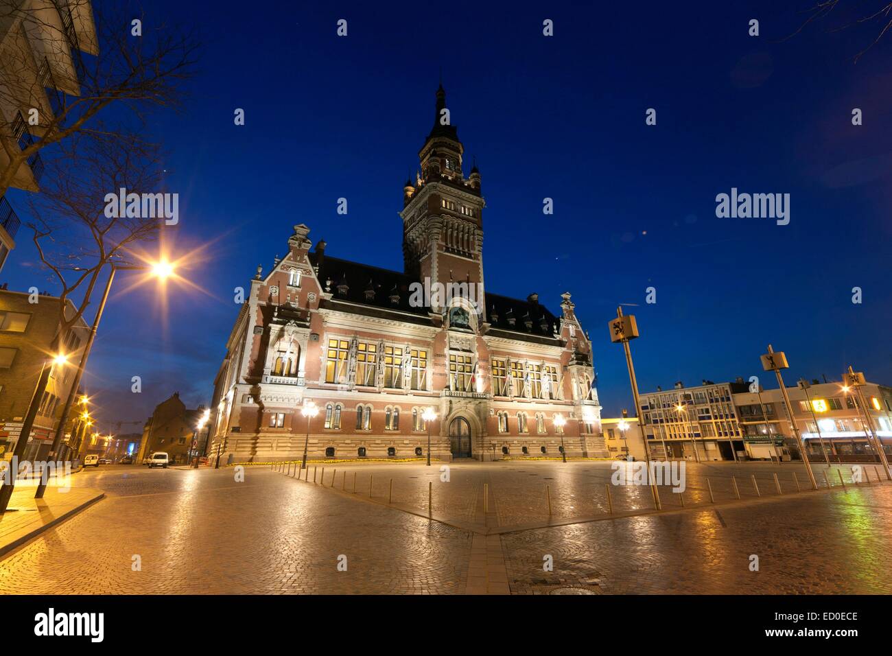 France, Nord, Dunkirk, city hall ok Dunkirk and its belfry listed as