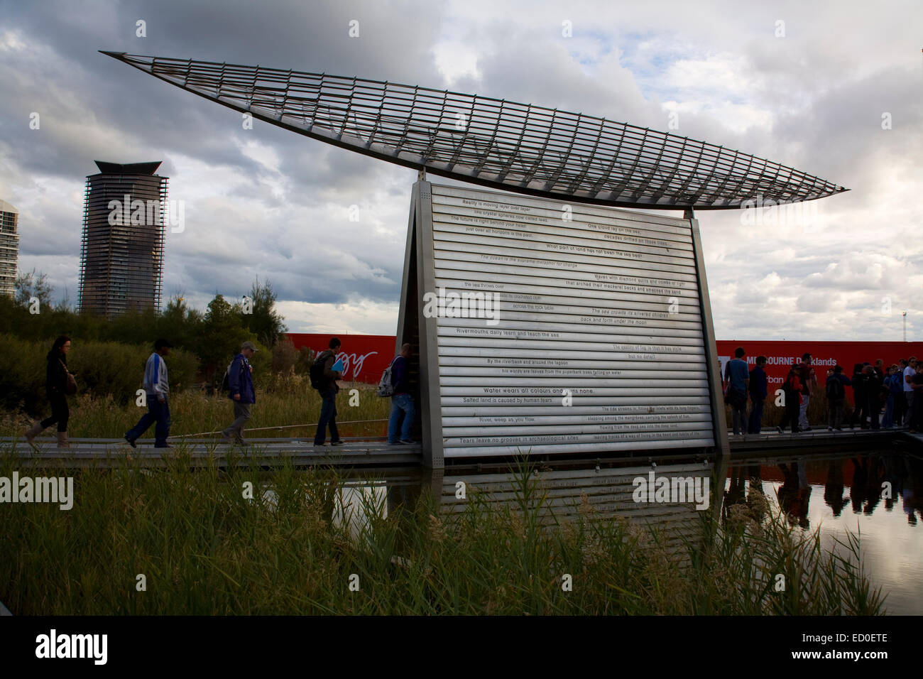 Outdoor artwork the Reed Vessel by Virginia King at Docklands Park
