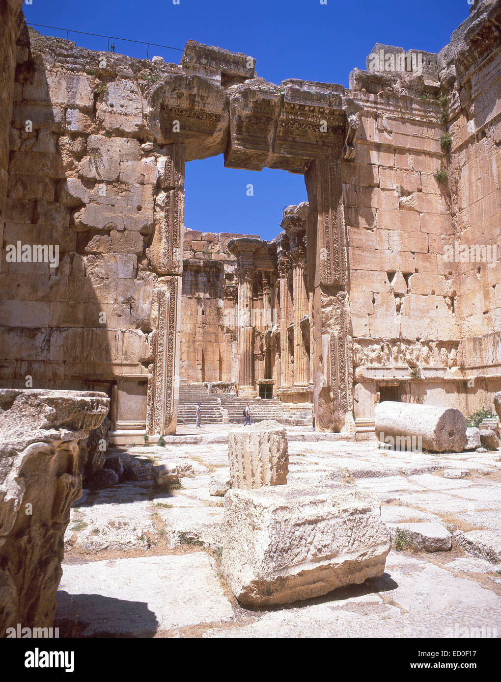 Entrance to Temple Of Bacchus, Baalbeck, Bekaa Valley, Republic of Lebanon Stock Photo