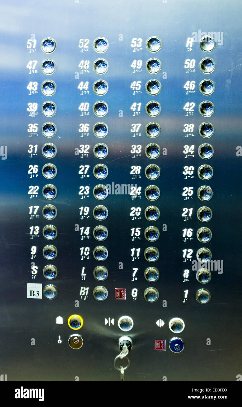 Keypad of an elevator in a 53 floor building Stock Photo Alamy