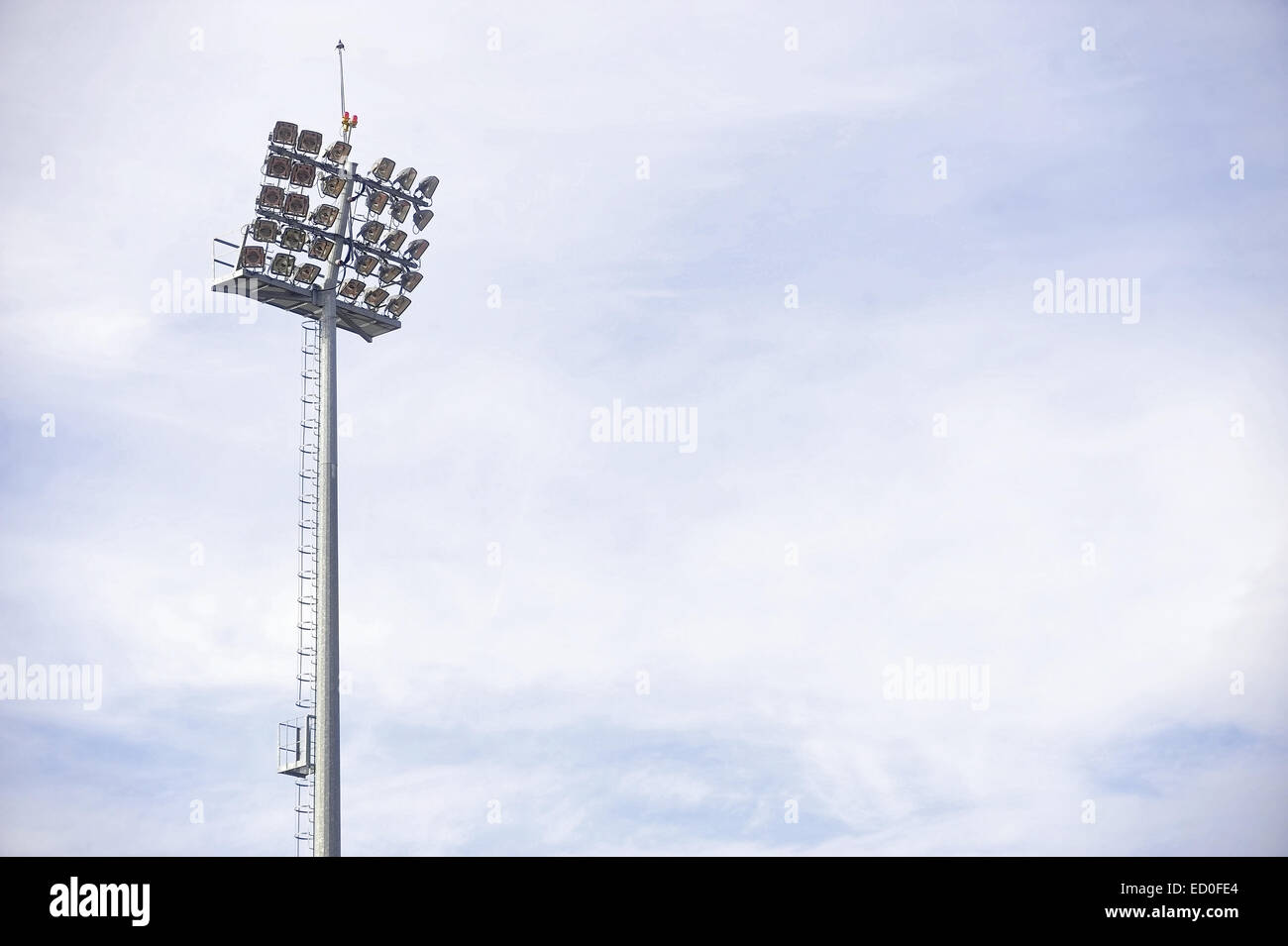 Industrial detail with stadium spotlights on daylight Stock Photo