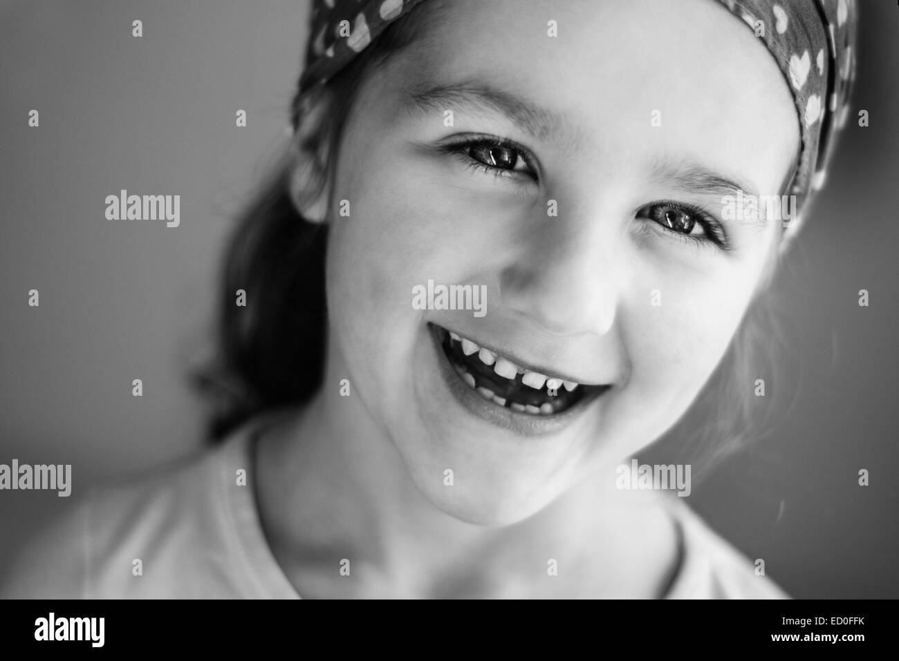 Portrait of smiling girl (4-5) Stock Photo