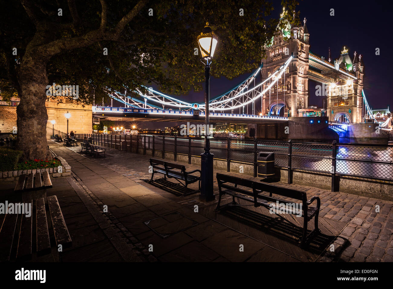 United Kingdom, England, London, View of Tower Bridge at night Stock Photo