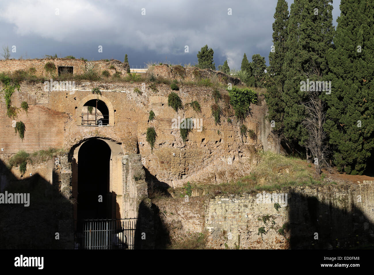 Italy. Rome. Mausoleum of Augustus. Tomb built in 28BC on the Campus Martius. Exterior. Stock Photo