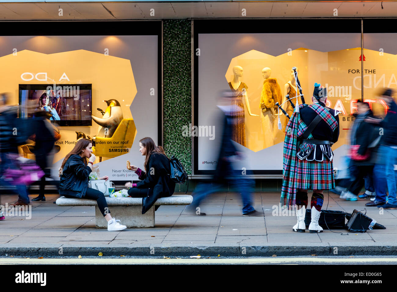 Oxford Street At Christmas Time, London, England Stock Photo