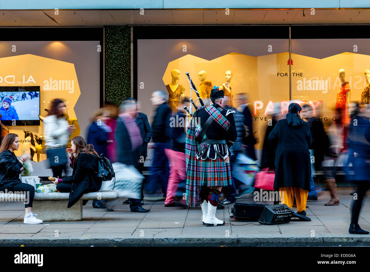 Oxford Street At Christmas Time, London, England Stock Photo