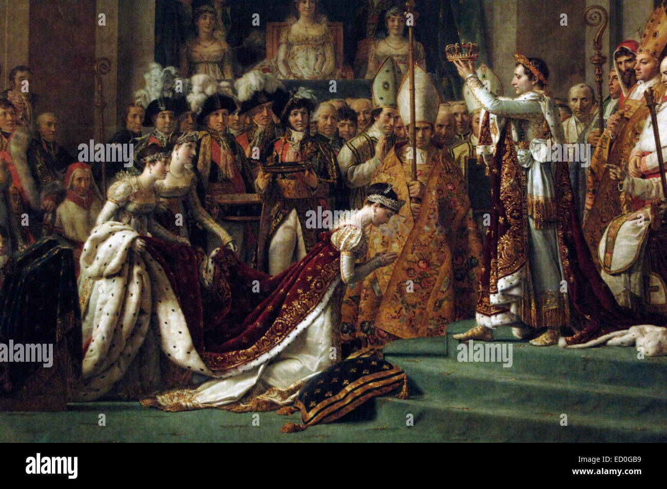 The Consecration of the Emperor Napoleon and the Coronation of Empress Josephine on December 2, 1804, by  French painter Jacques Louis David (1748-1825). Museum of Louvre. Paris. France. Stock Photo