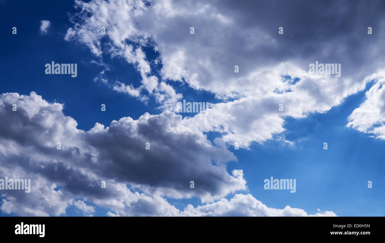 blue sky with clouds in early summer Stock Photo