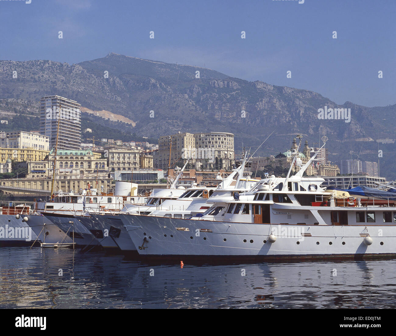 Luxury yachts in harbour, Monte Carlo, Principality of Monaco Stock Photo