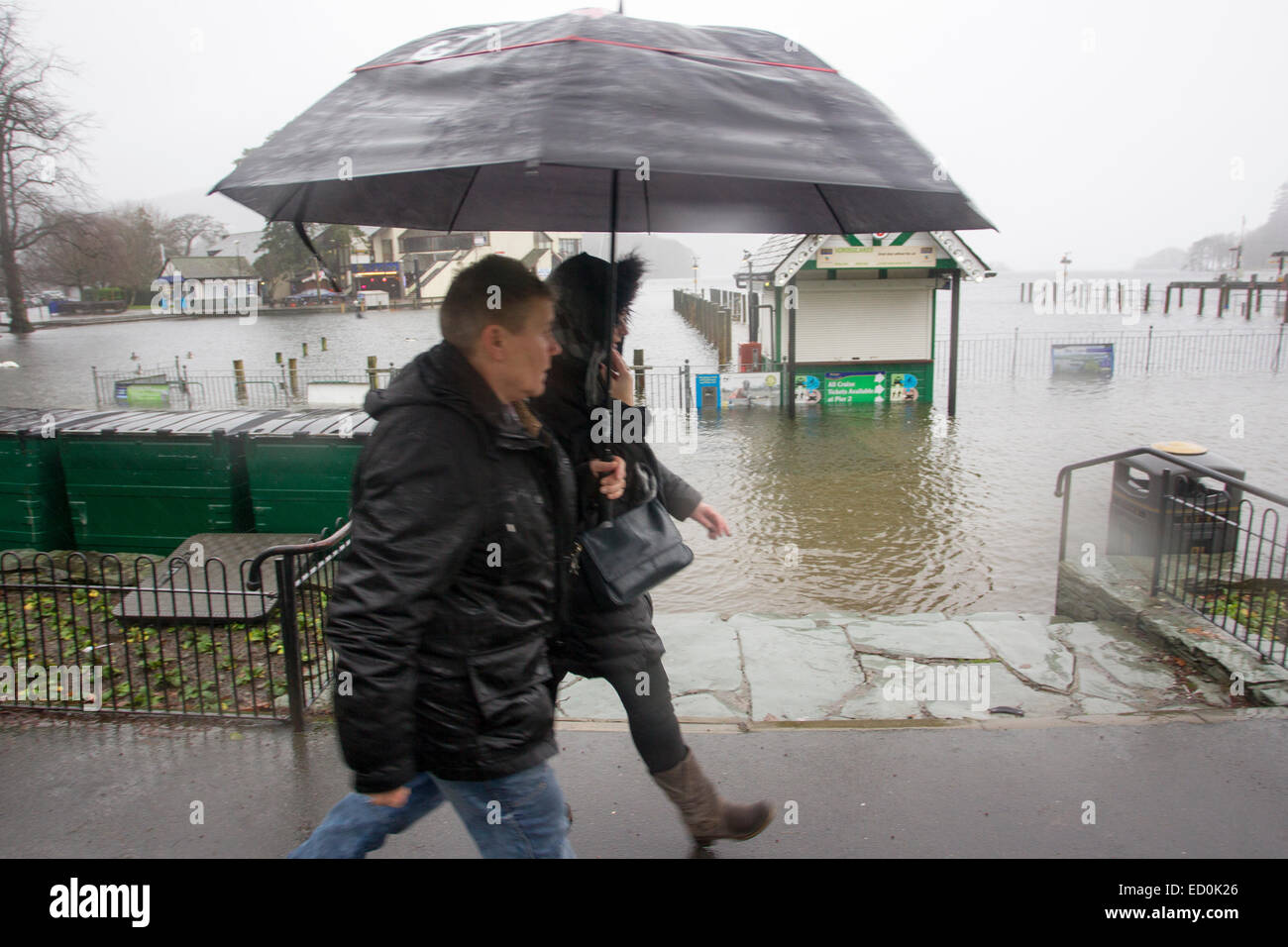 Bowness on Windermere Cumbria UK 23 December 2014. UK Weather Lake