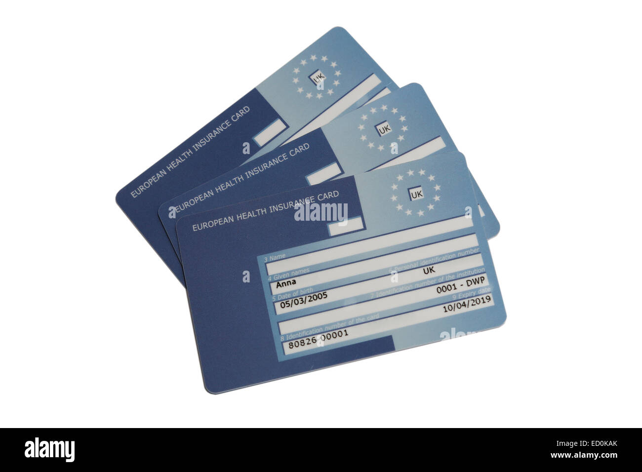European health insurance cards - e111 replacements - isolated on white Stock Photo