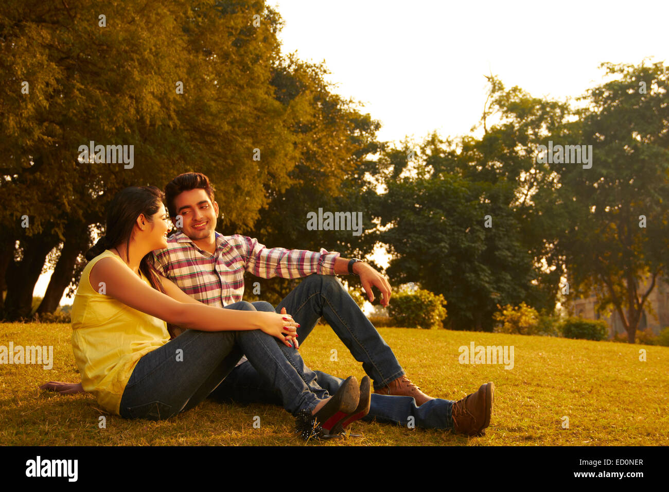 2 indian couple park enjoy Stock Photo - Alamy