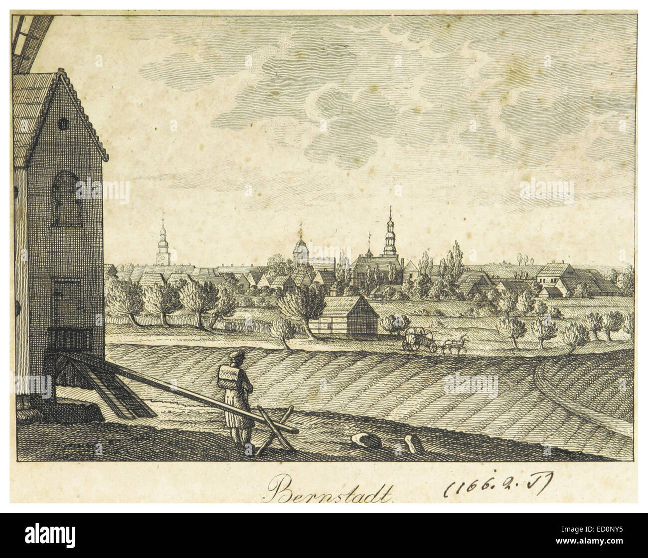 FISCHER, STUCKART(1819) Schlesien p036 - Bernstadt Stock Photo