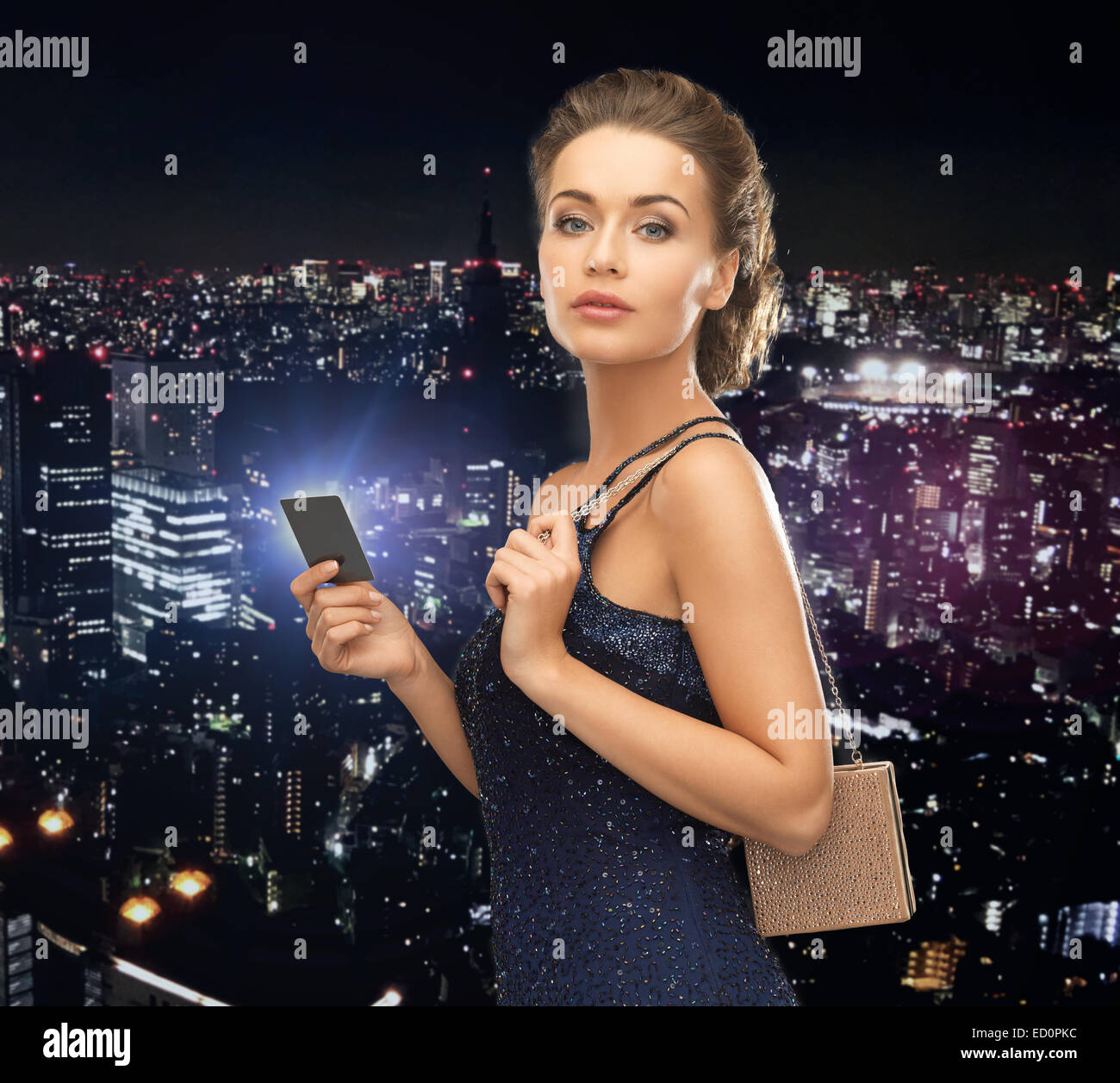 Modern Vip Girl woman in evening dress with vip card Stock Photo - Alamy