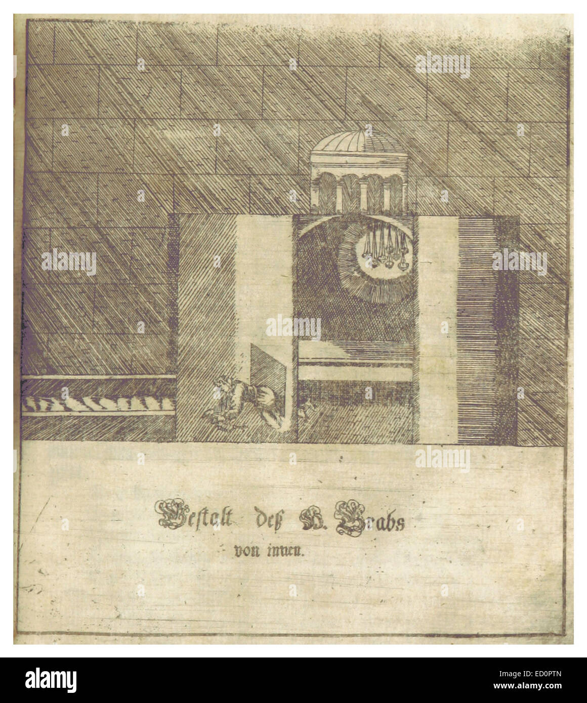 FLAMINUS(1681) p261 Nr.5 - Gestalt des H. Grabs von innen Stock Photo