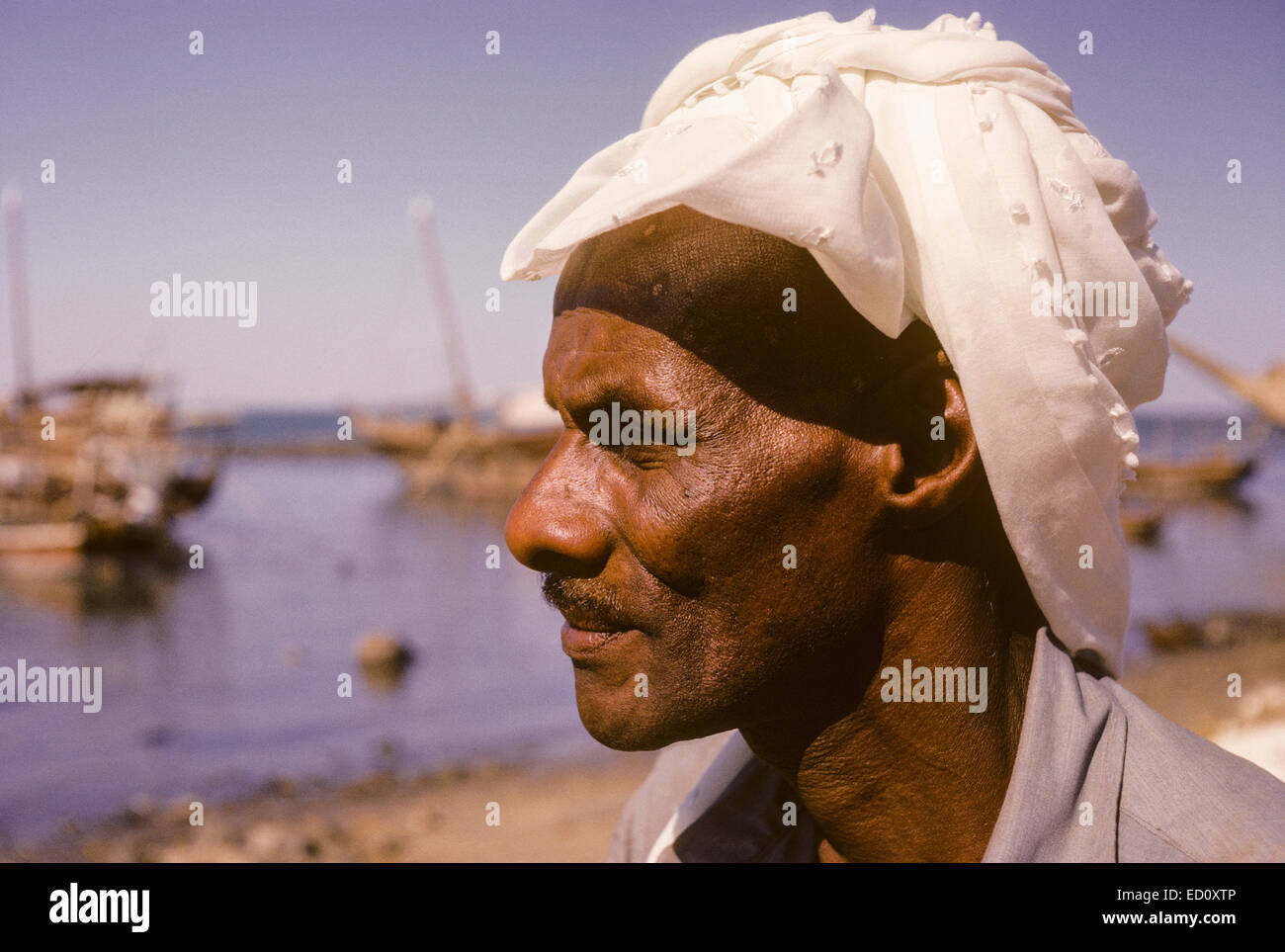 Kuwait November 1966. A Kuwaiti of African Origin, Sief Waterfront