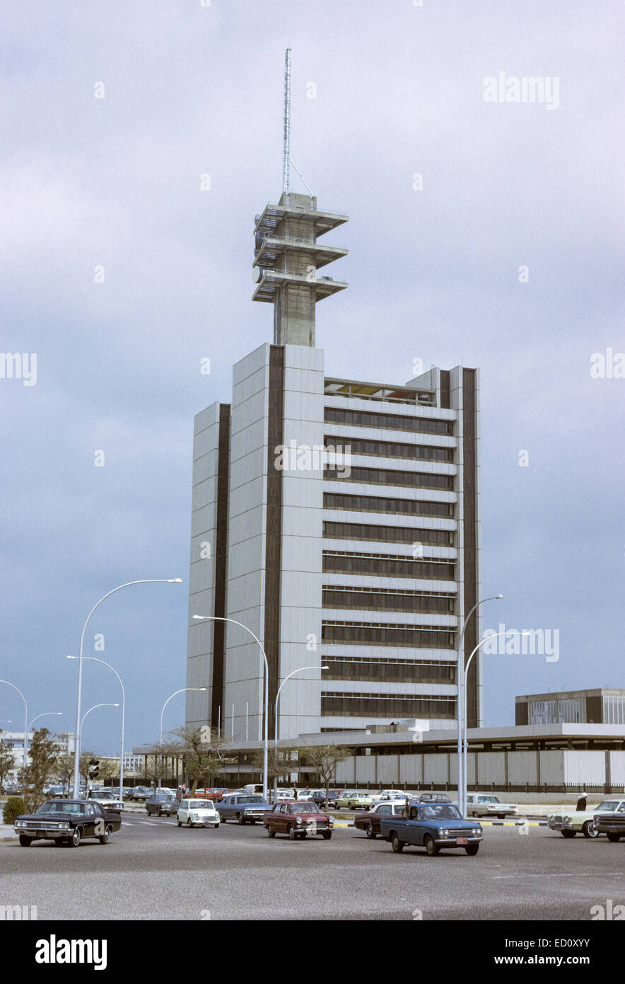 Kuwait March 1972. Street Scene by  Telephone and Telegraph Headquarters. Stock Photo