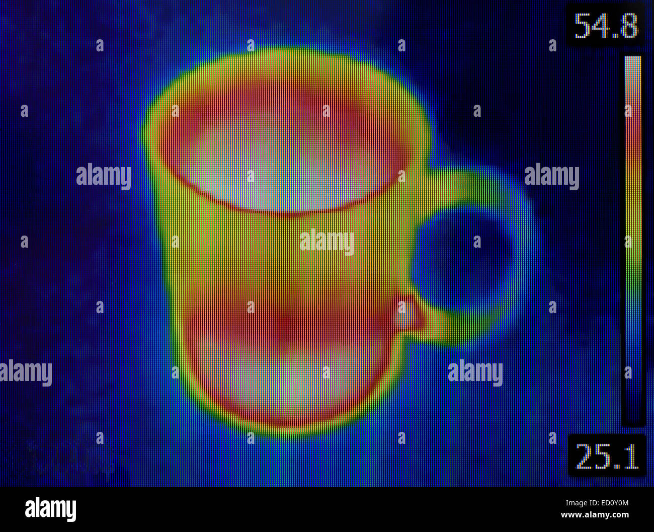 Thermal Image of Hot Teacup Stock Photo