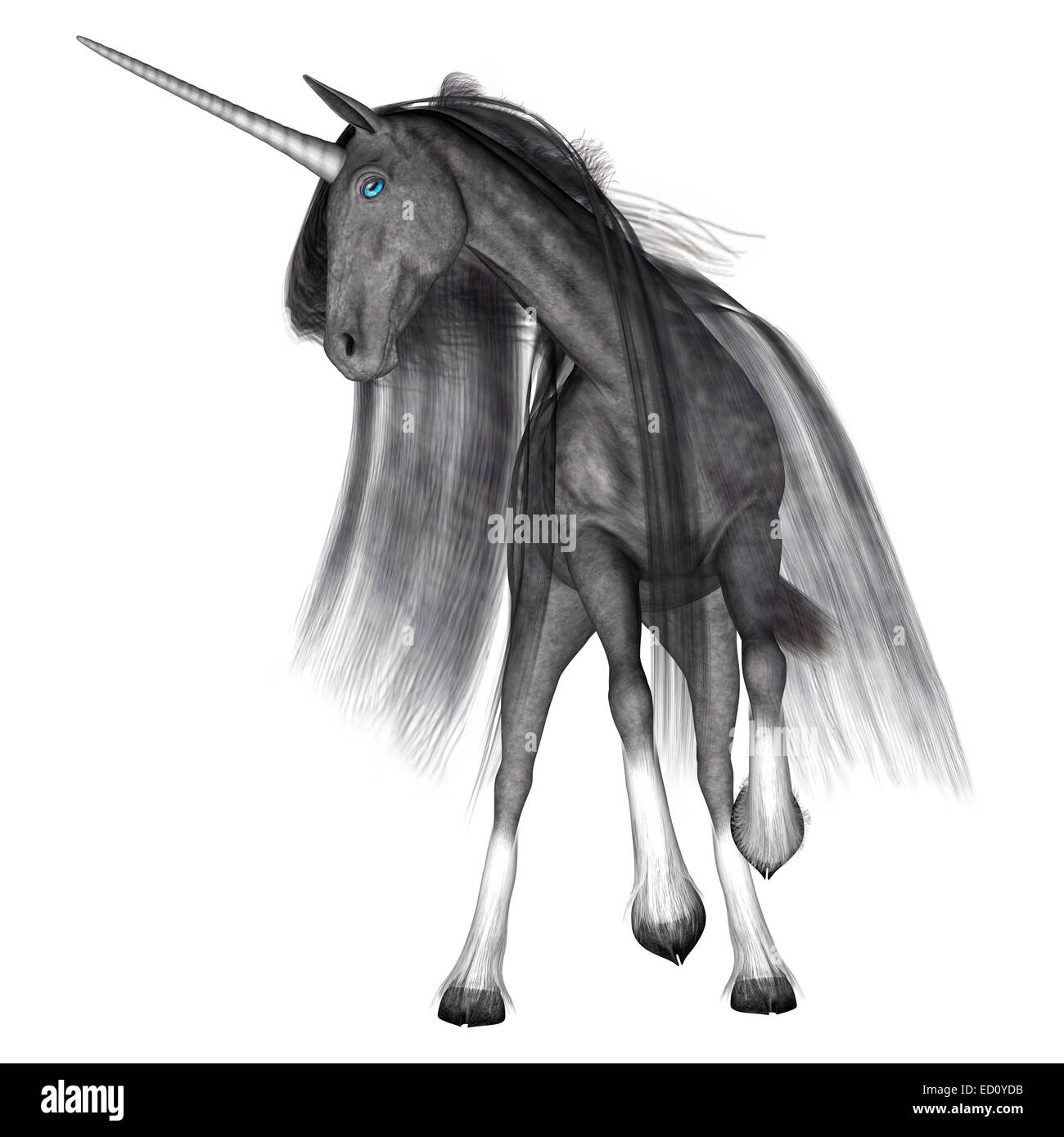3D digital render of a fantasy unicorn isolated on white background ...