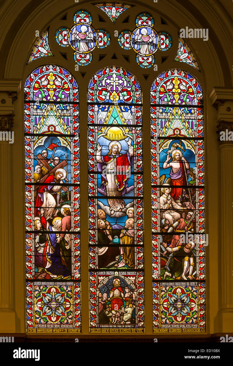 Religious stained glass in St. Paul's Anglican Church in Halifax, Nova