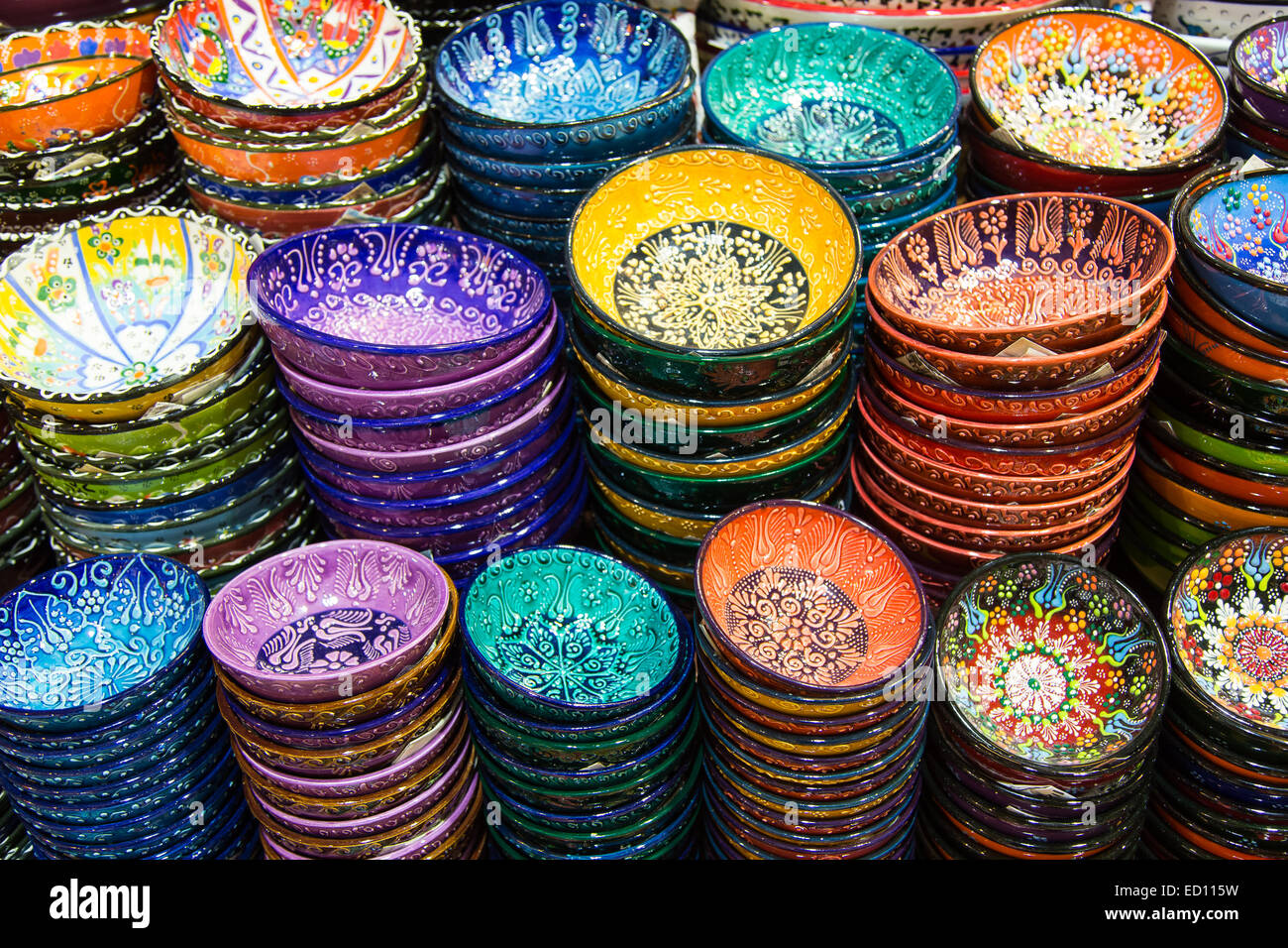 Turkish Ceramic Plates Spice Bazaar Istanbul City Turkey Stock Photo