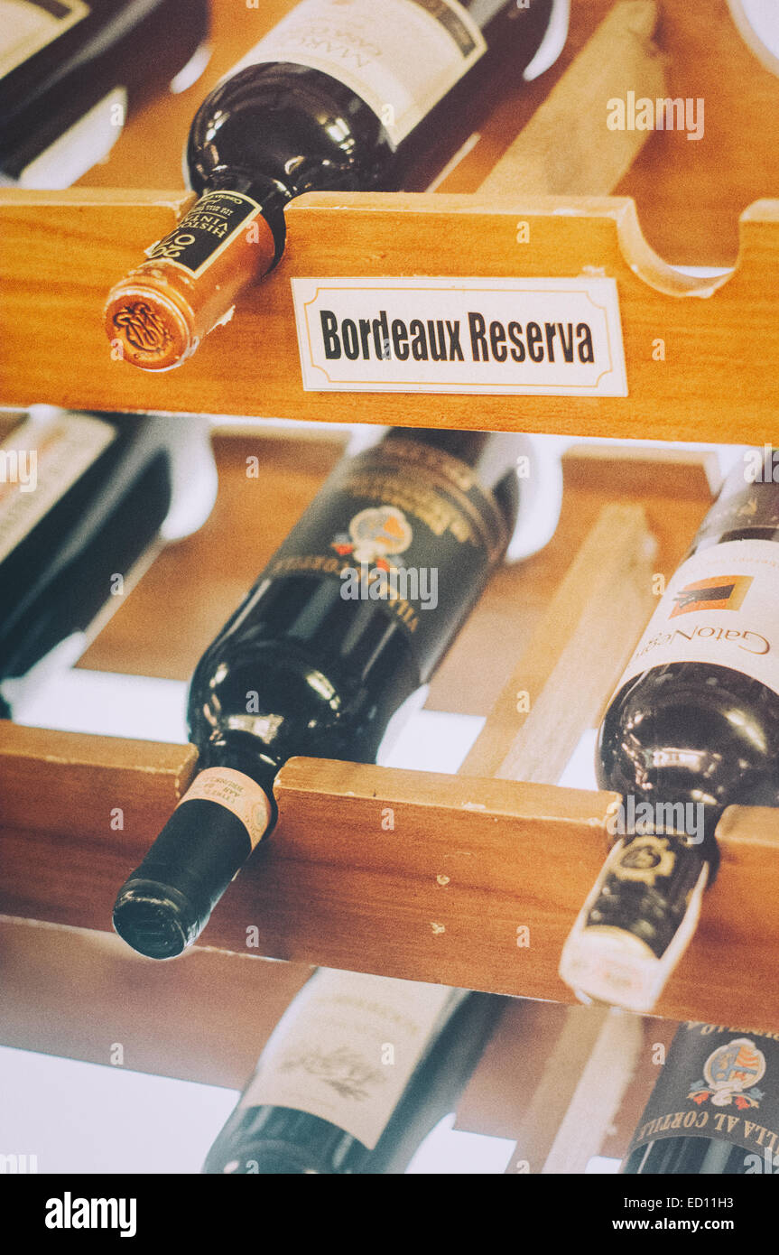 wine for fine dining, kept in cold storage shelf Stock Photo Alamy