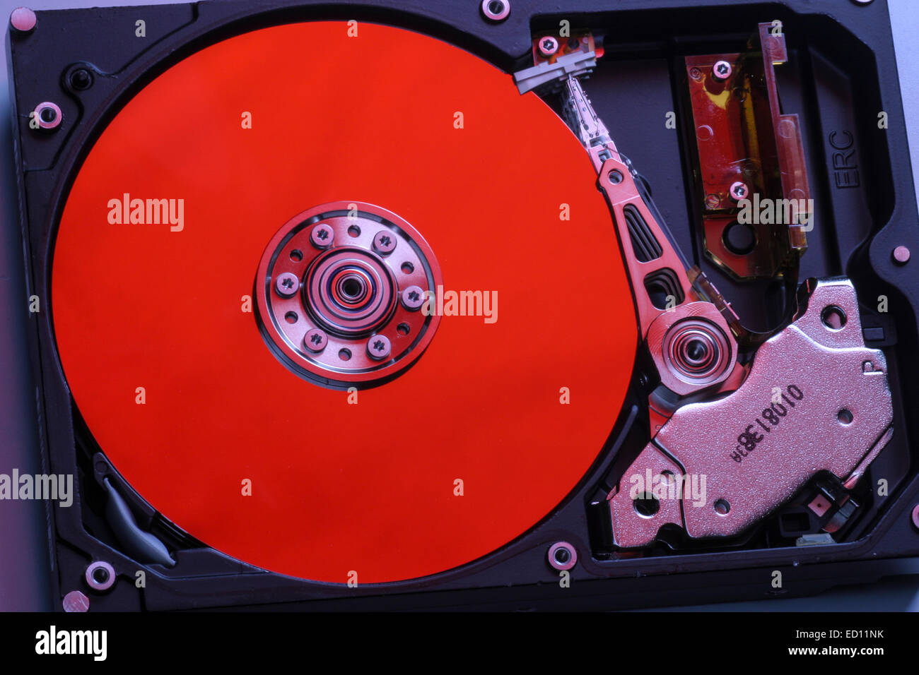 Internal view of hard drive platters Stock Photo Alamy