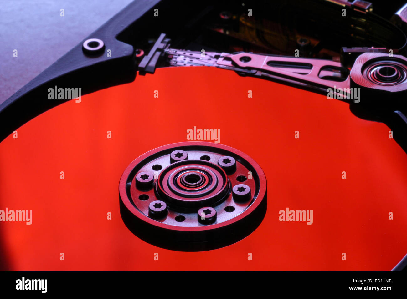 Internal view of hard drive platters Stock Photo Alamy
