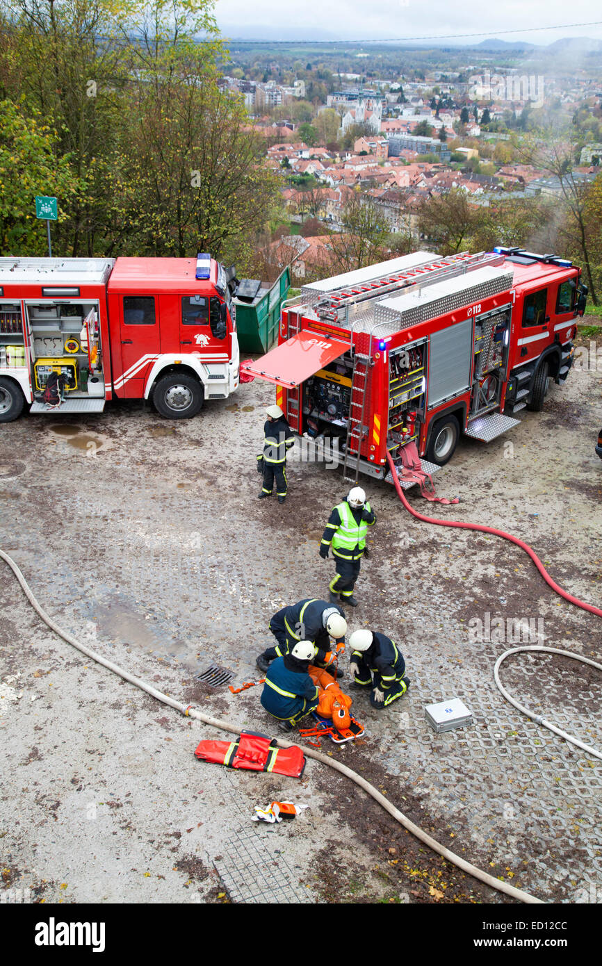 Rescue Team Providing First Aid Stock Photo