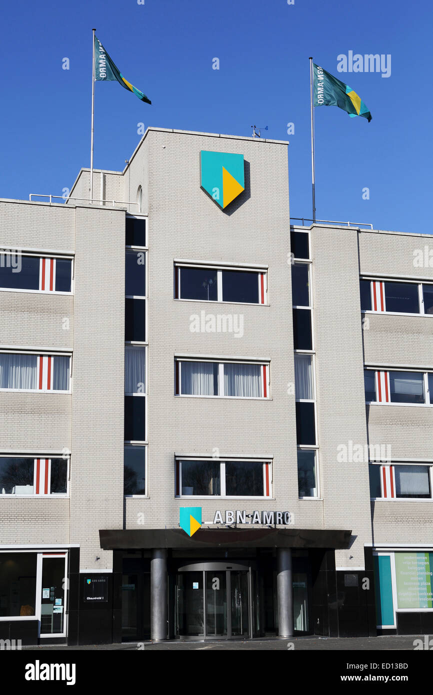 The ABN-AMRO Bank in Breda, the Netherlands. The bank has a revolving door. Stock Photo
