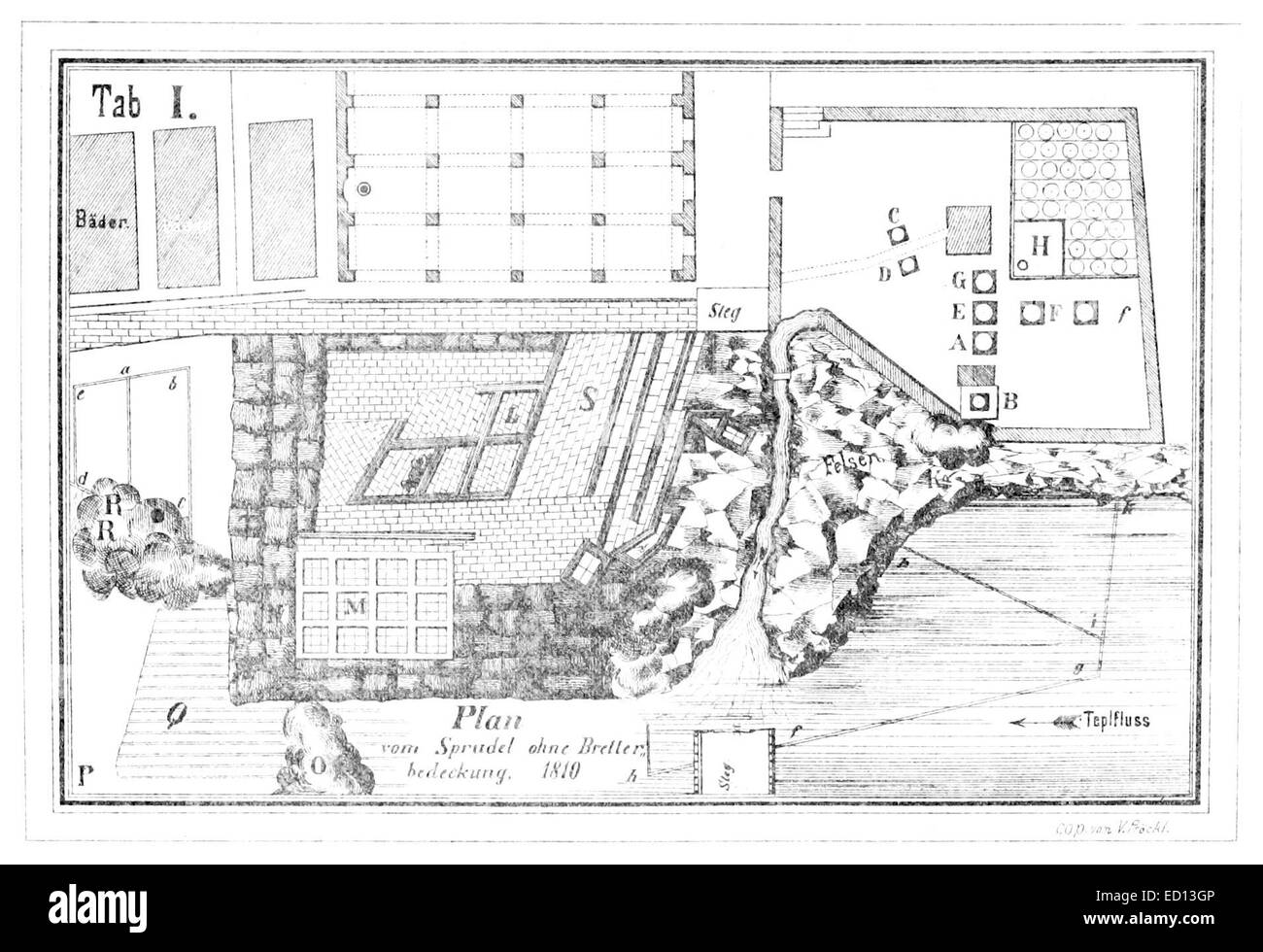 KB1883 pg185 Plan vom Sprudel ohne Bretterbedeckung 1810, opt Stock Photo