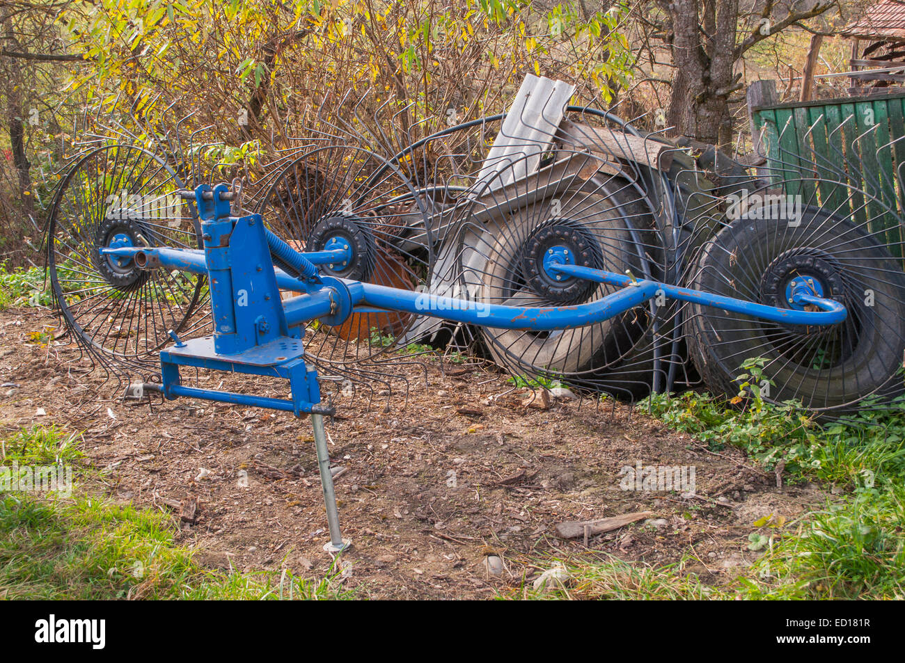 picture of a hay raker on country side Stock Photo