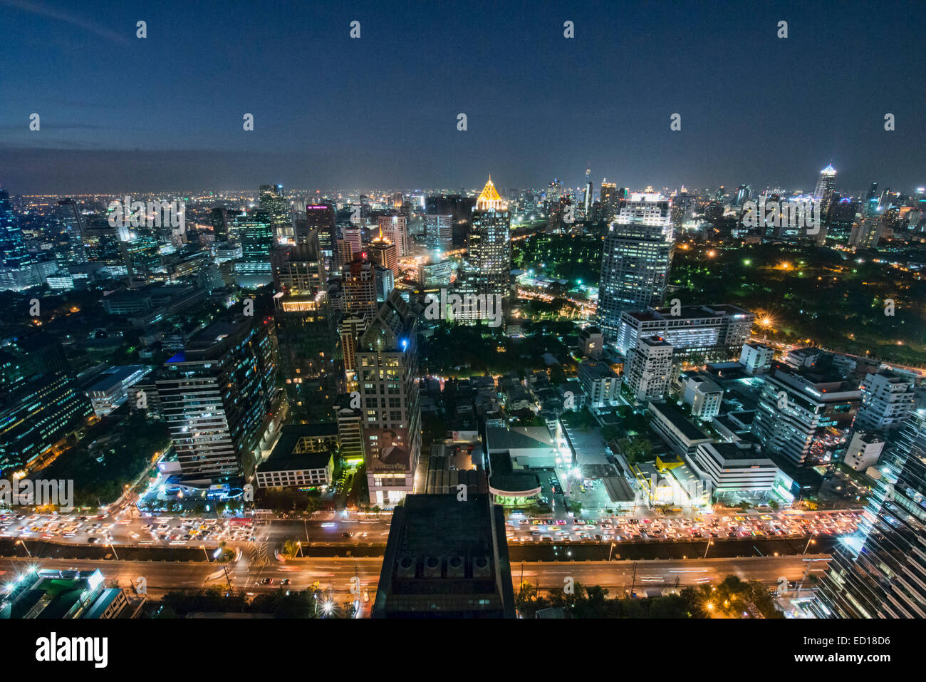 Aerial view of Bangkok cityscape at night, Thailand Stock Photo - Alamy