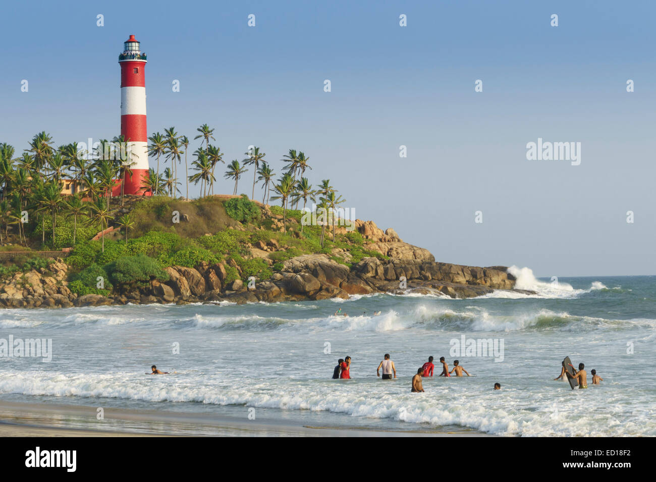 Kerala, India Kovalam. Lighthouse Beach Stock Photo Alamy