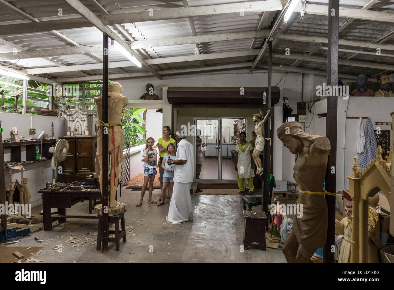 Kerala, India wood carving at Champakulam Stock Photo Alamy