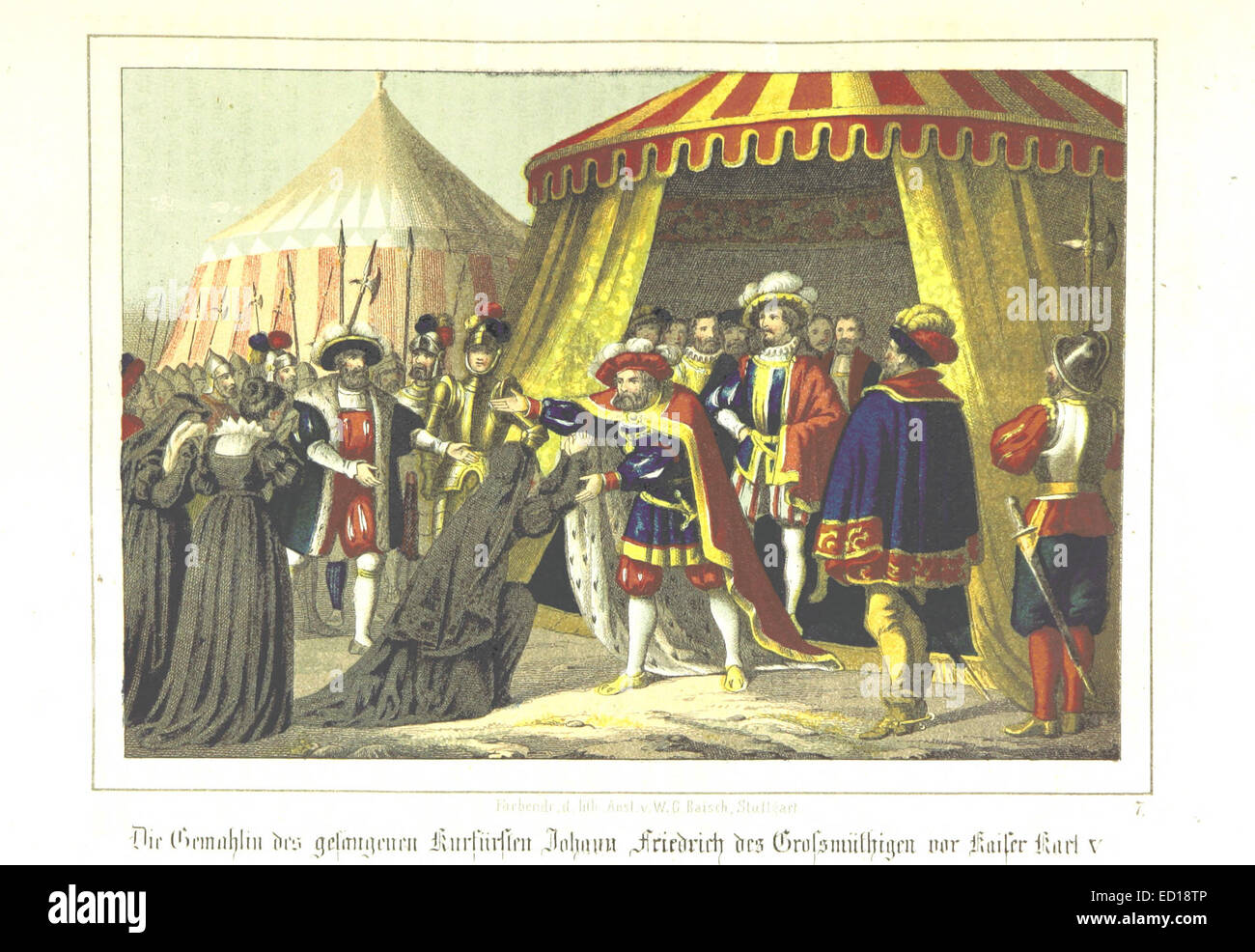 Page135 Die Gemahlin des gefangenen Kurfürsten Johann Friedrich des Großmüthigen vor Kaiser Karl V Stock Photo