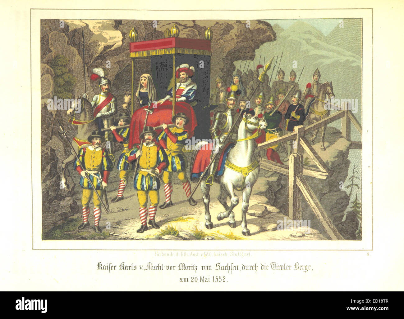 Page143 Kaiser Karl V. Flucht vor Moritz von Sachsen durch die Tiroler Berge am 20. Mai 1552 Stock Photo