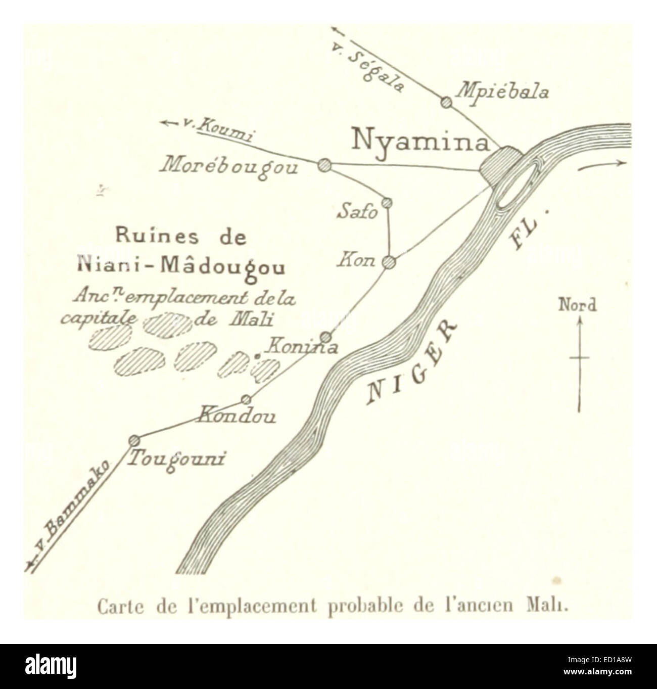 Pg071 Carte de l'emplacement probable de l'ancien Mali Stock Photo